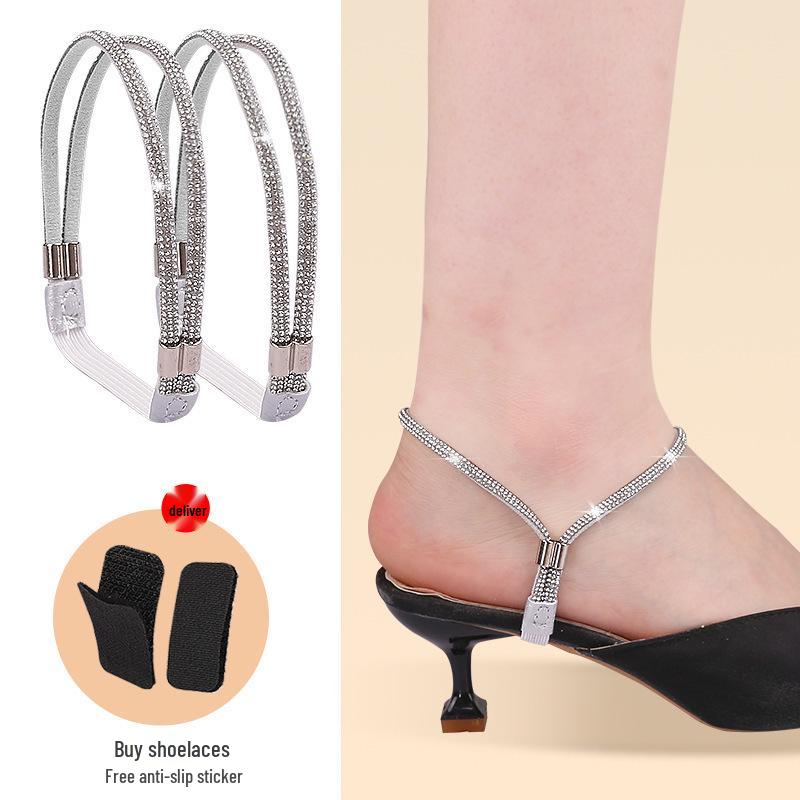 Multicolor Rhinestone Anti-Slip Elastic Heel Strap for High Heels, No Installation Required
