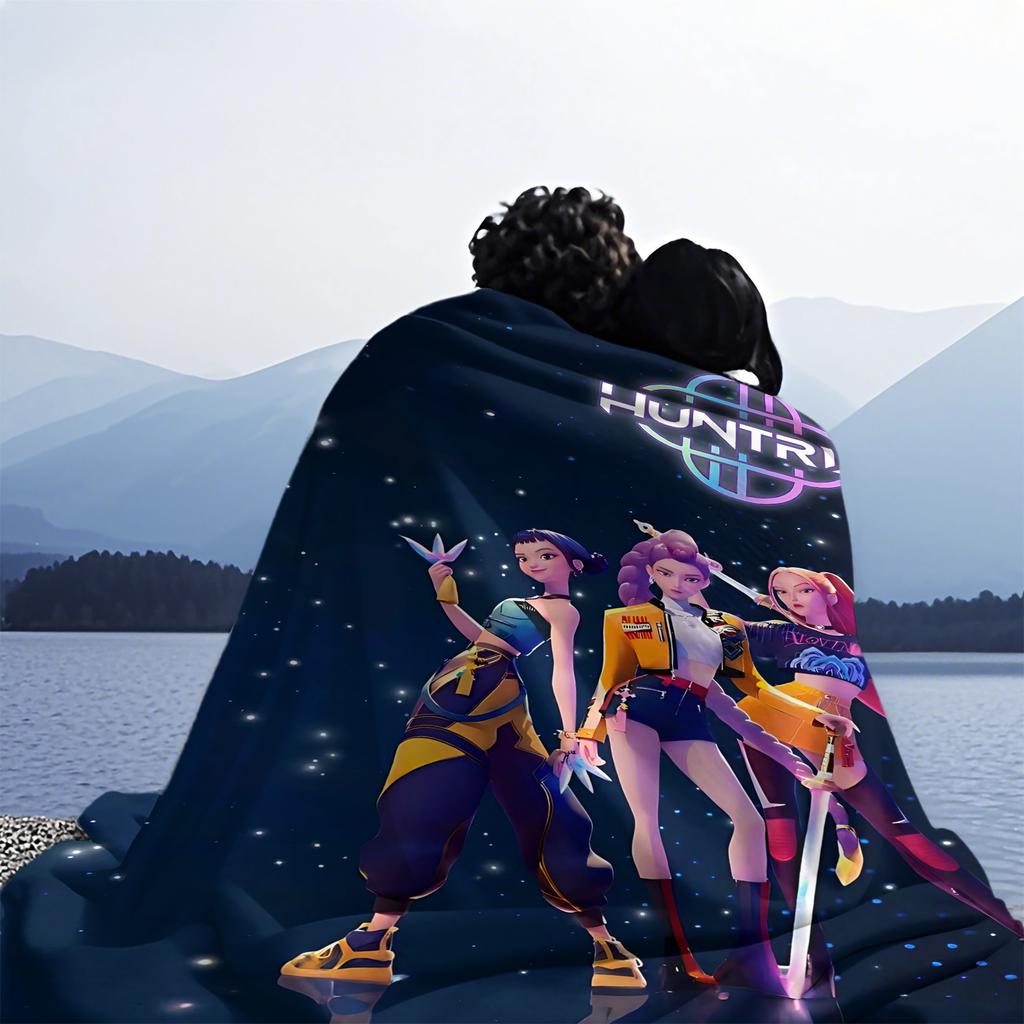 1PC Kpop Demon Hunters HUNTR/X Print Fleece Blanket for Adult Quality Super Soft Warm Blanket for Travel Office Home
