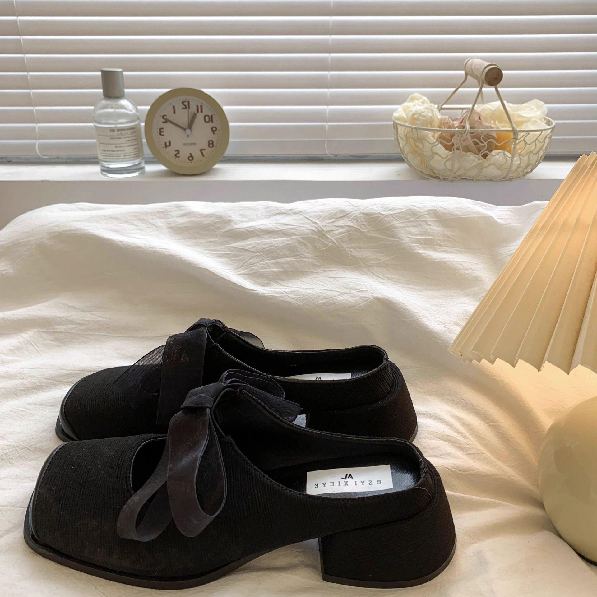 

Баотоу Мэри Джейн полушлепанцы женские 2025 весна и лето новый темперамент универсальные маленький толстый каблук носить прохладные шлепанцы 35 чёрный