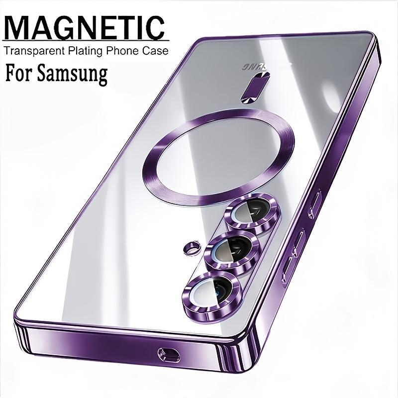 Magnetische Transparante Plating Telefoonhoesje voor Samsung Galaxy A56 A55 A54 A36 A35 A34 A26 A25 A24 A17 A16 A15 A14 A07 A06 A05 Cover Galaxy A24 4G paars