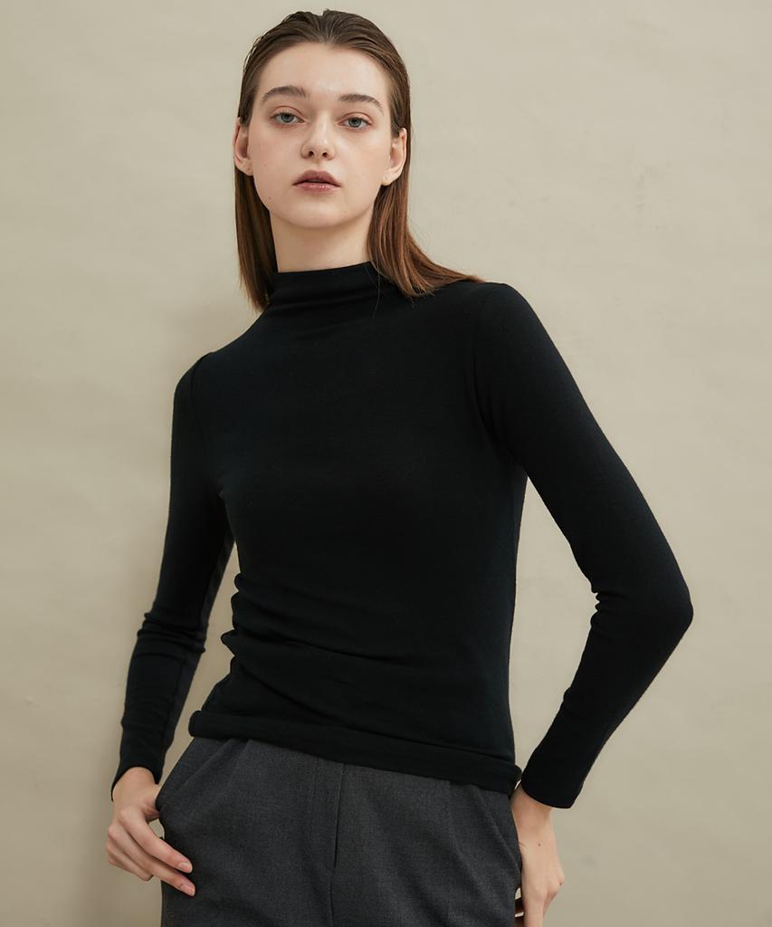 MANAVIS7 Wool Half-Turtleneck Black