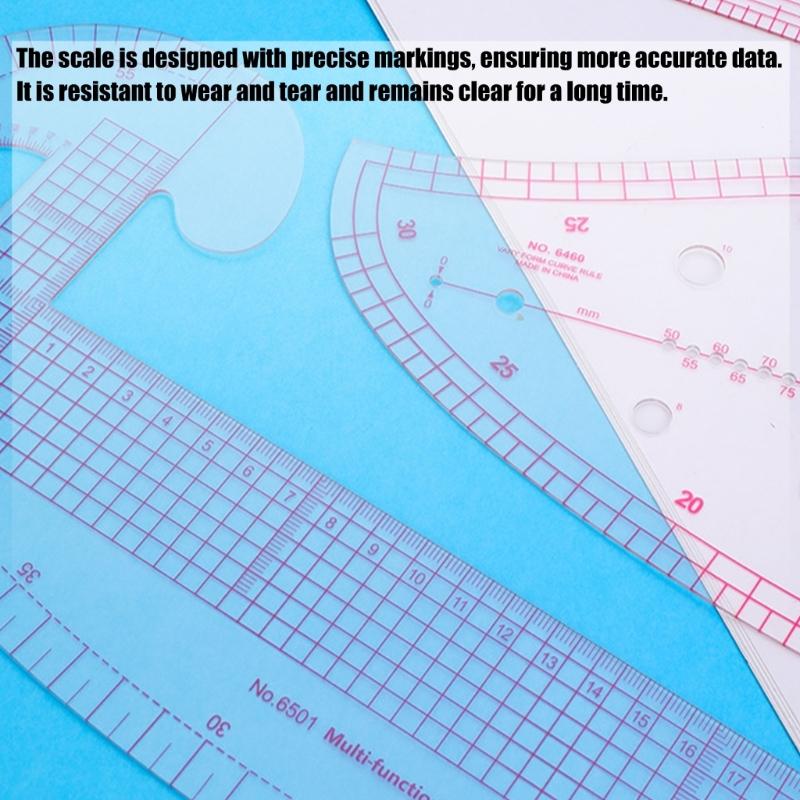 Plastic Sewing Ruler Set 9PCs Flexible Measuring Tools For Garment Designers