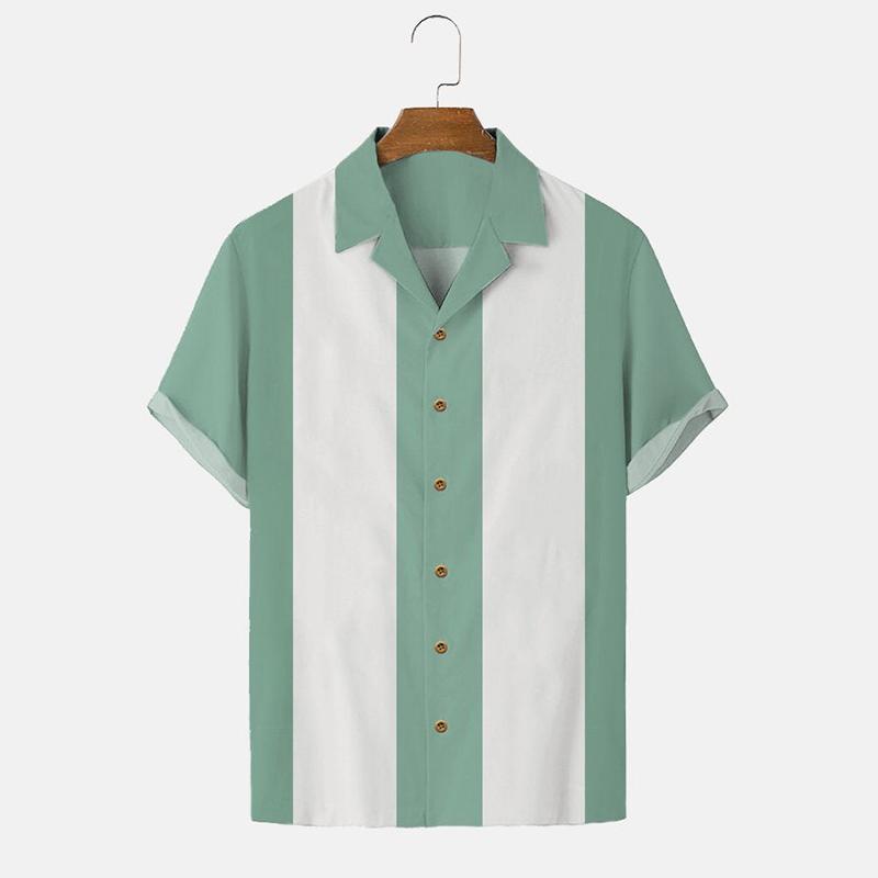 Men's Summer Hawaiian Shirt 3D Stripe Printed Short Sleeved Shirt Holiday Short Sleeved Beach Top T-shirt Men's Large Shirts