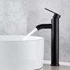 TLXT Black Tall Stainless Steel Waterfall Basin Faucet