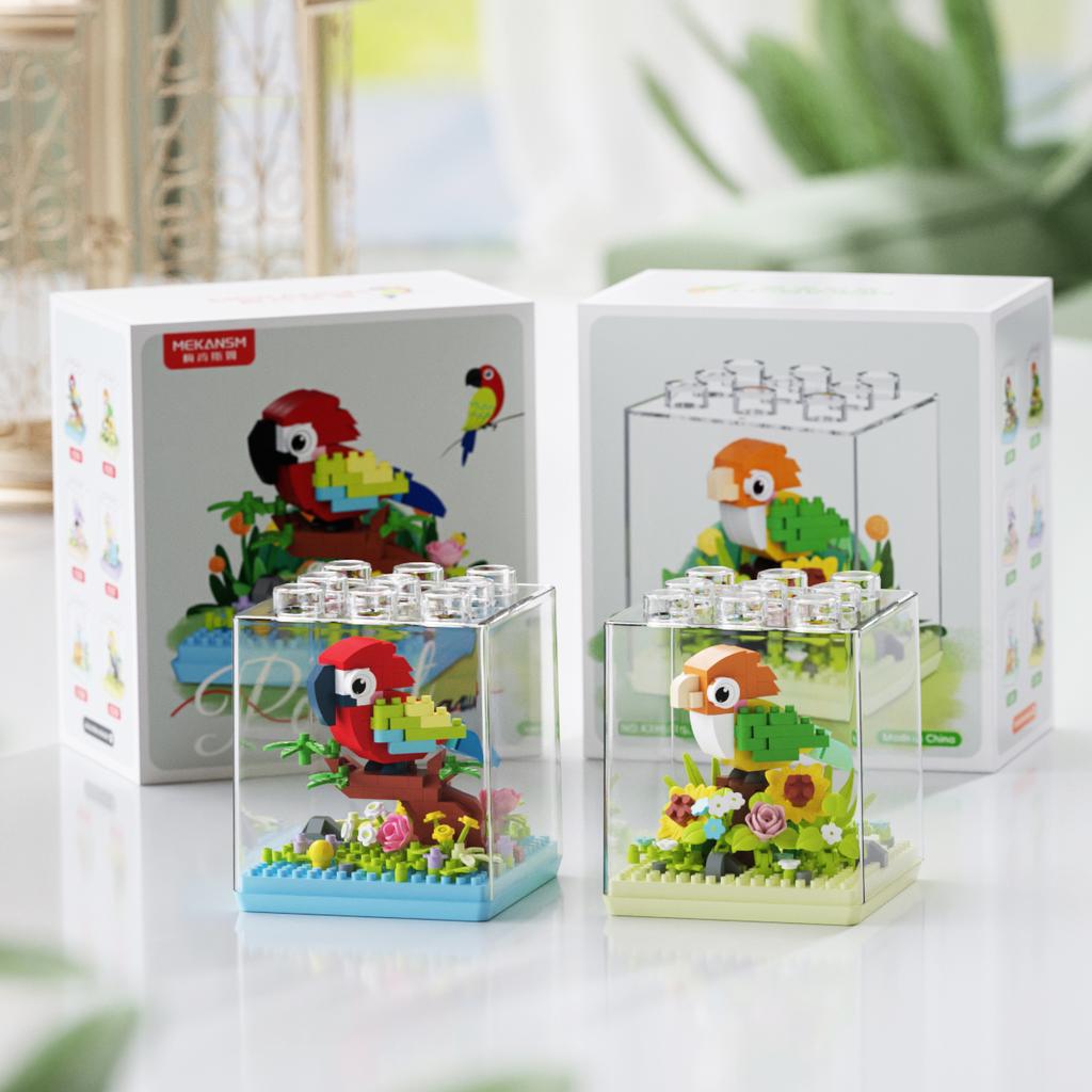 Kids Toys Mini Parrot Building Blocks Models Flowers Birds Animals Micro Blocks Stacking Toys Gifts Creative Ornament