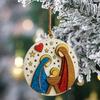 Nativity Scene Ornaments The Birth of Jesus Christian Ornament Round Wooden Religious Christmas Hanging Ornament for Xmas Tree Home Decor