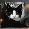 Cute Tuxedo Cat Blanket 2D Soft Cozy Flannel Throw Blanket For Bed Couch Sofa Camping Travel Warm Blanket For Cat Lovers Gift