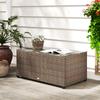 90 X 50cm Glass-Top Rattan Side Table - Brown