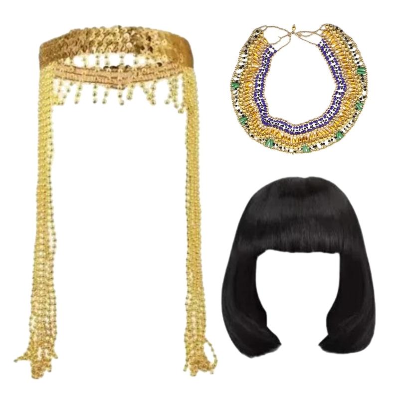 Egyptian Costume Accessories, Headpiece Necklace Snake Armband Snake Bracelet Earrings for Women Cosplay Party