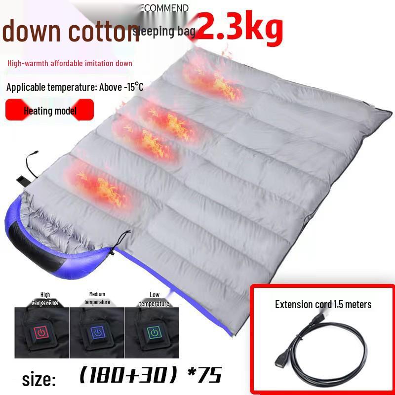 USB Heated Washable Sleeping Bag for Adults - Thickened, Warm, and Cold-Protective for Spring, Autumn, and Winter Camping.