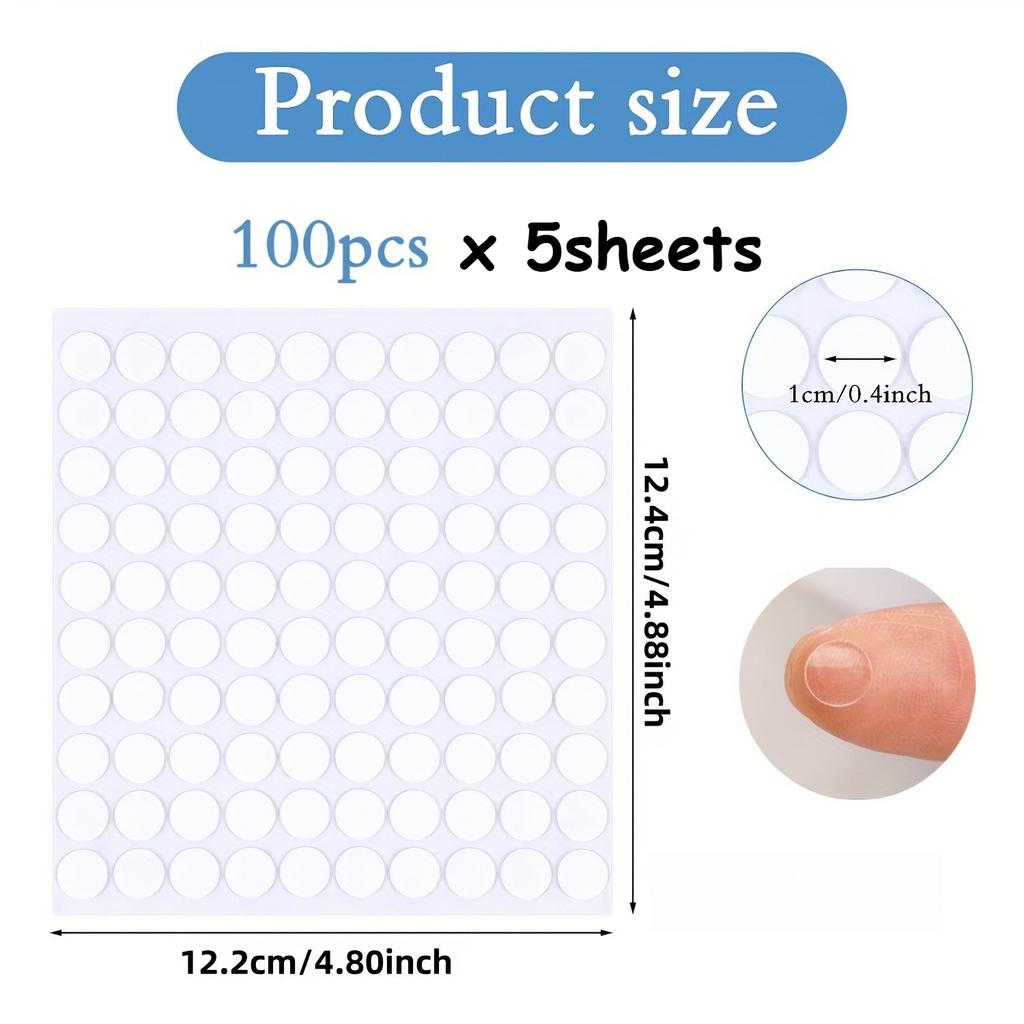 500pcs/100pcs Waterproof Double-Sided Adhesive Dots - Removable, No-Residue Round Stickers for Office, Holiday Decor & Party Use