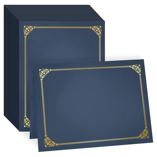 10 Pcs Black Certificate Holders Covers 9.45 for 12.6 X Diploma Inch Paper Gold