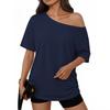 New Summer Women's Fashion Design Top, Loose Off-shoulder Top, Y2K Off-shoulder T-shirt