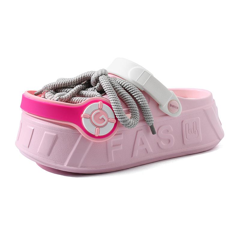 Cute Trend Earphones Hole Shoes Women's Slippers Summer Toe Shoes Personalized Wear Girls Beach Shoes Cool Slippers