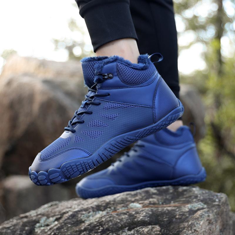 

Зимние сноубутсы мужские и женские хлопковые ботинки водонепроницаемые теплые бархатные для пары обувь для босиком для улицы походные ботинки 47 темно-синий