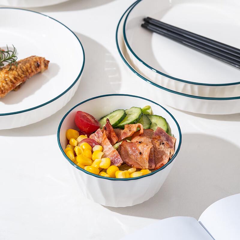 Weidu Nordic Wood Grain 12-Piece Ceramic Dinnerware Set