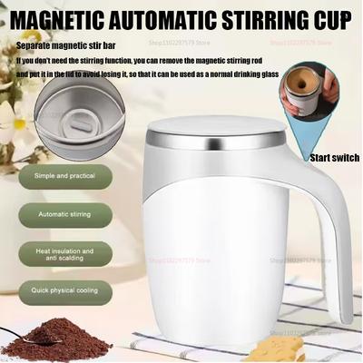 Corrosion-Resistant 304 Stainless Steel Automatic Stirring Coffee Cup Portable Home Electric Stirrer For Office Travel