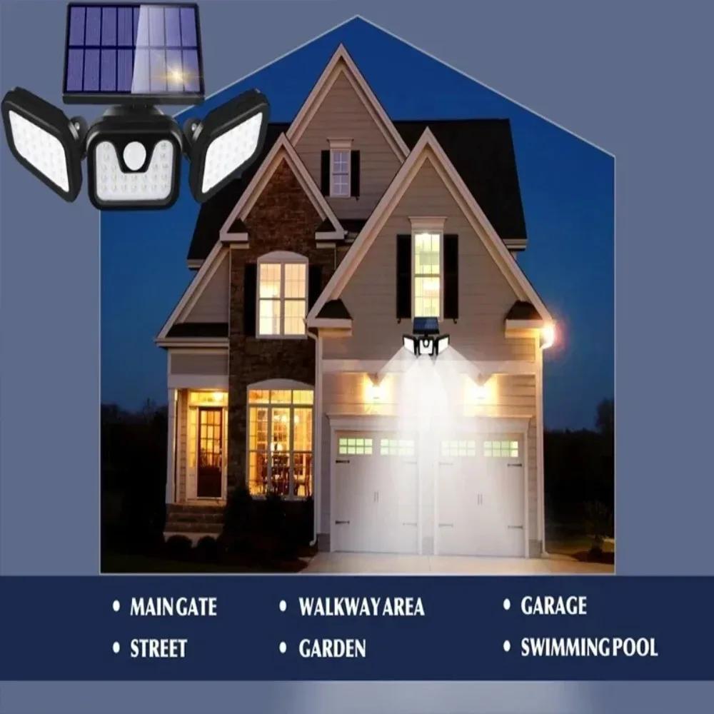 LED COB Solar Flood Light Outdoor Motion Sensor Strong Power LED Garden Wall Split Lamp Waterproof 3 Working Modes Lights