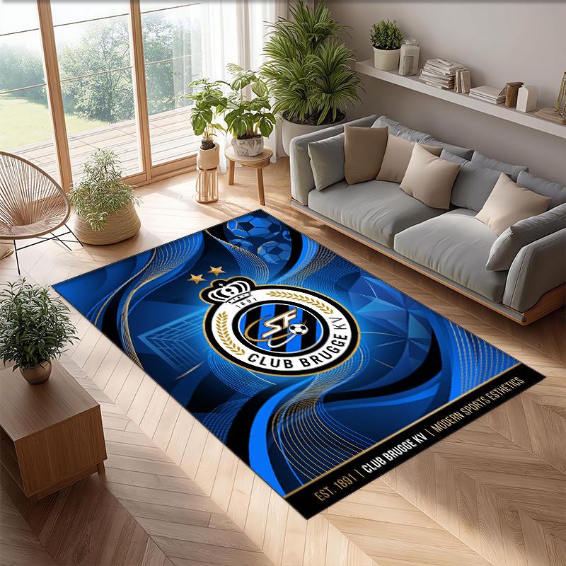Club Brugge FC Soccer Football Pattern Soft Area Rug Non Slip Indoor Floor Carpet Sports Decor Mat for Bedroom