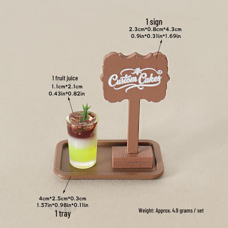 Handmade Mini Dollhouse Juice Tray Scene Ornament