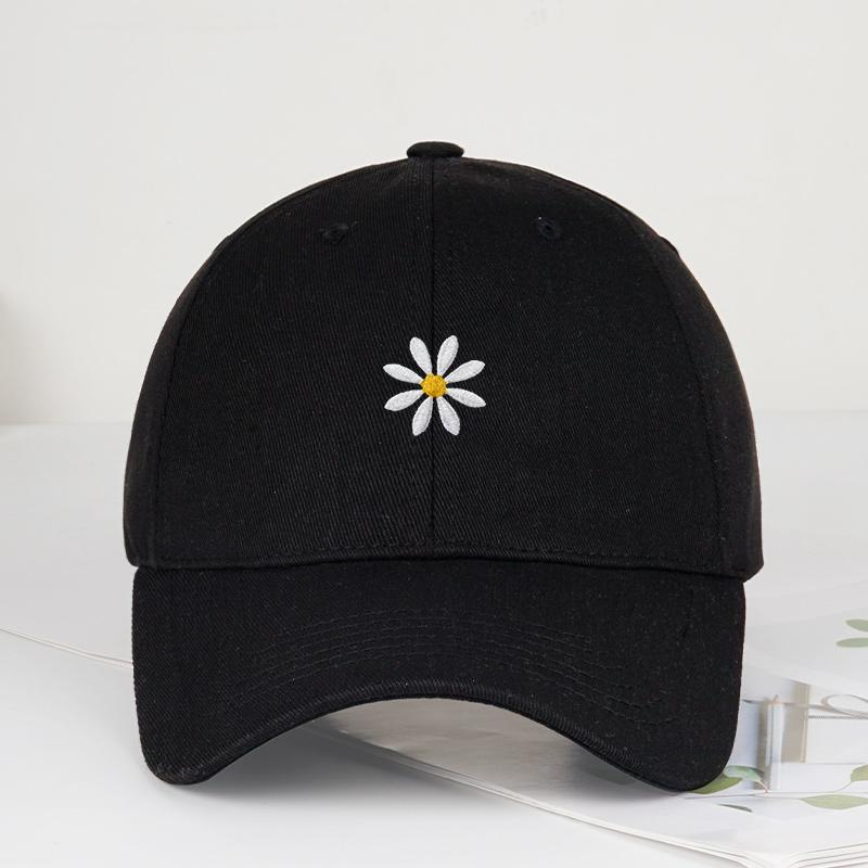 Süße Gänseblümchen-Stickerei SoftPeak Baseballkappe Verstellbar Tägliches Girly-Stil-Hut Perfekt für Campingurlaube und Reisen