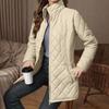 Women's Fashion Solid-Colour Zipped Long-Sleeved Loose-Fit Cotton Coat With Pockets
