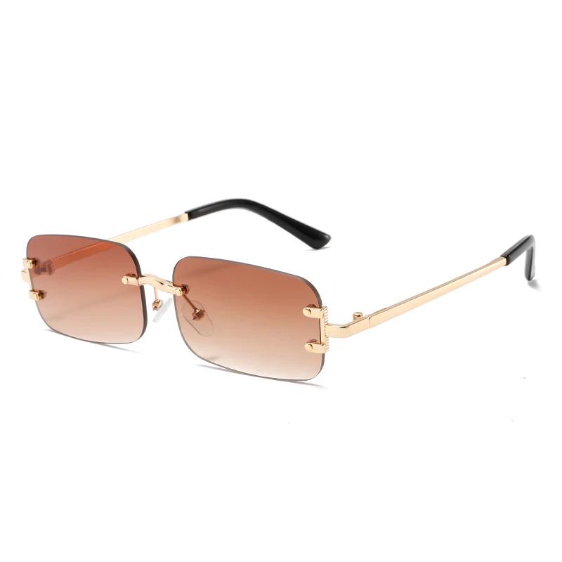 

Rimless Rectangle Sunglasses Men Fashion Classic Vintage Gradient Multi Sun Eyeglasses for Women Latest Trendy Brand Design Sunglasses UV400 as picture shows