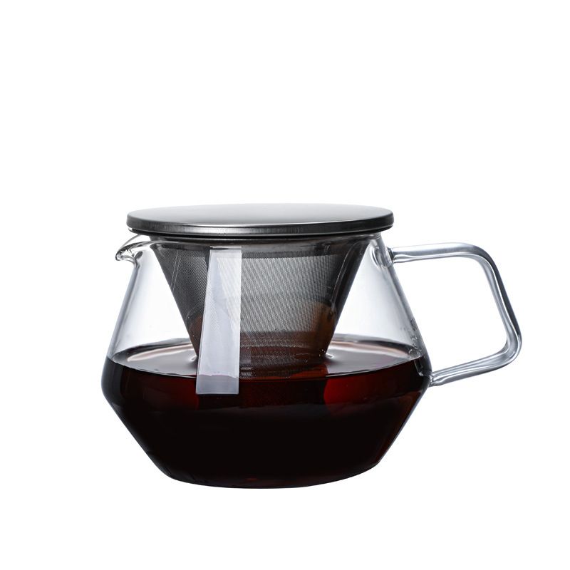 High-temperature resistant glass coffee pot, hand-brewed with scale, sharing pot, thickened heat-resistant filter