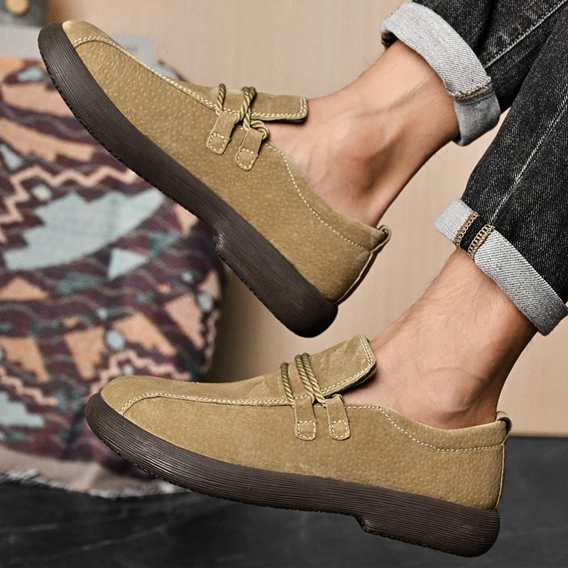 Retro Style Casual Comfort Soft Leather Men's Shoes Low-quality Daily Commuting Shoes Outdoor Soft Sole Anti Slip Driving Shoes