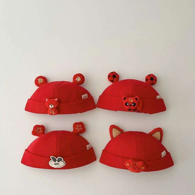 2023 Cute Hat Soft Baby Bonnet Cap Red Themed Hat Warm Hat Beanie Cap for Baby Toddler Newborn Kid Child Breathable Hat