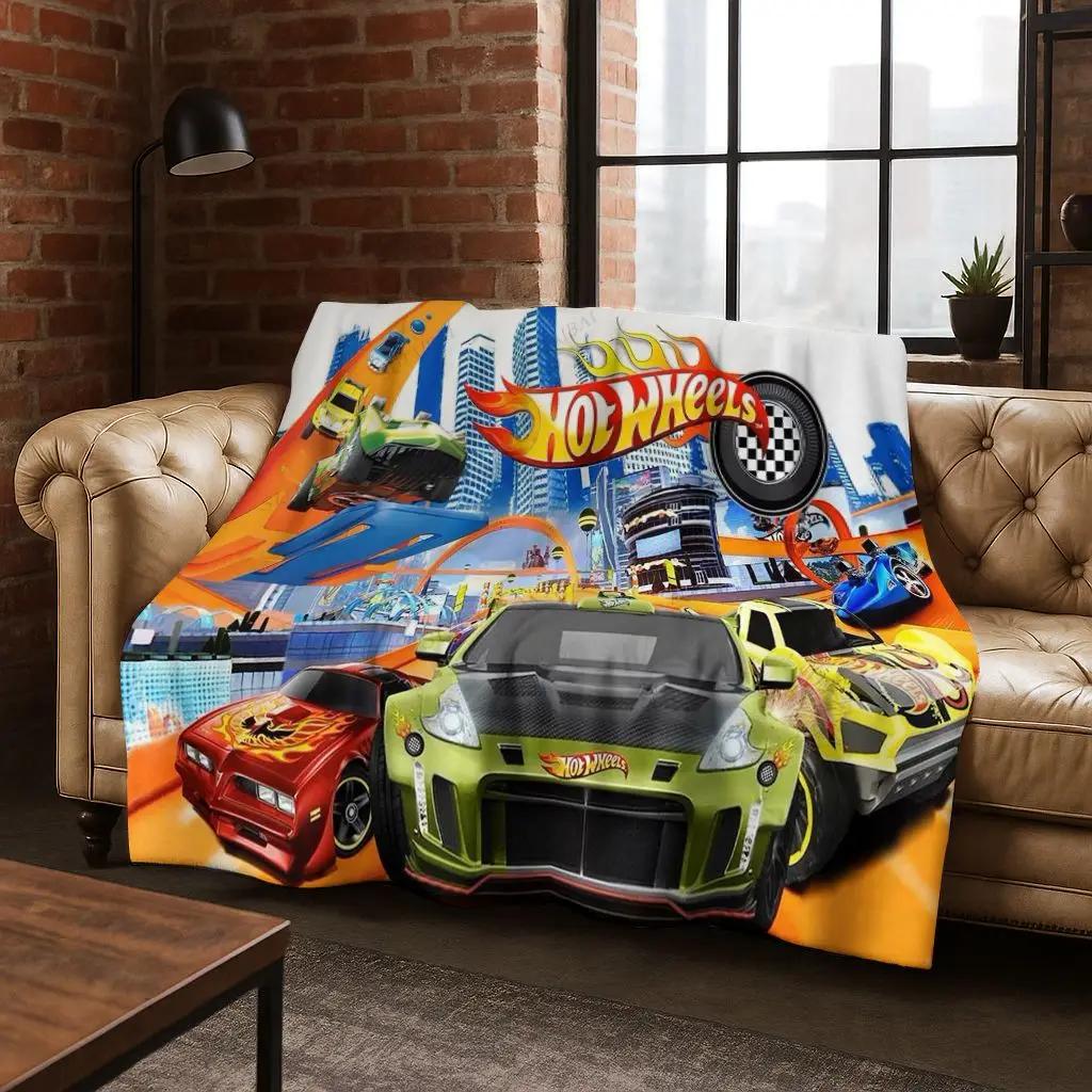 Cartoon Hot Wheels Spielzeug Rennwagen Kunst Flanelldecke, Gemütliche Weiche Überwurfdecke für Zuhause Schlafzimmer Bett Sofa Picknick Abdeckung Kindergeschenk