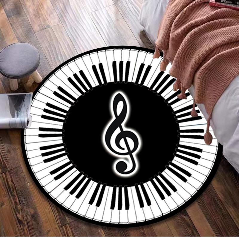 1Pc Music Staff Circular Print Rug - home decoration Carpet For Living Room Bedroom Flooring Computer Chair Area Rug
