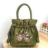 Bolso Cubo Vintage Bordado Étnico con Cordón 2025 para Mujer - Bolso de Tela Hecho a Mano para Teléfono Móvil y Almacenamiento