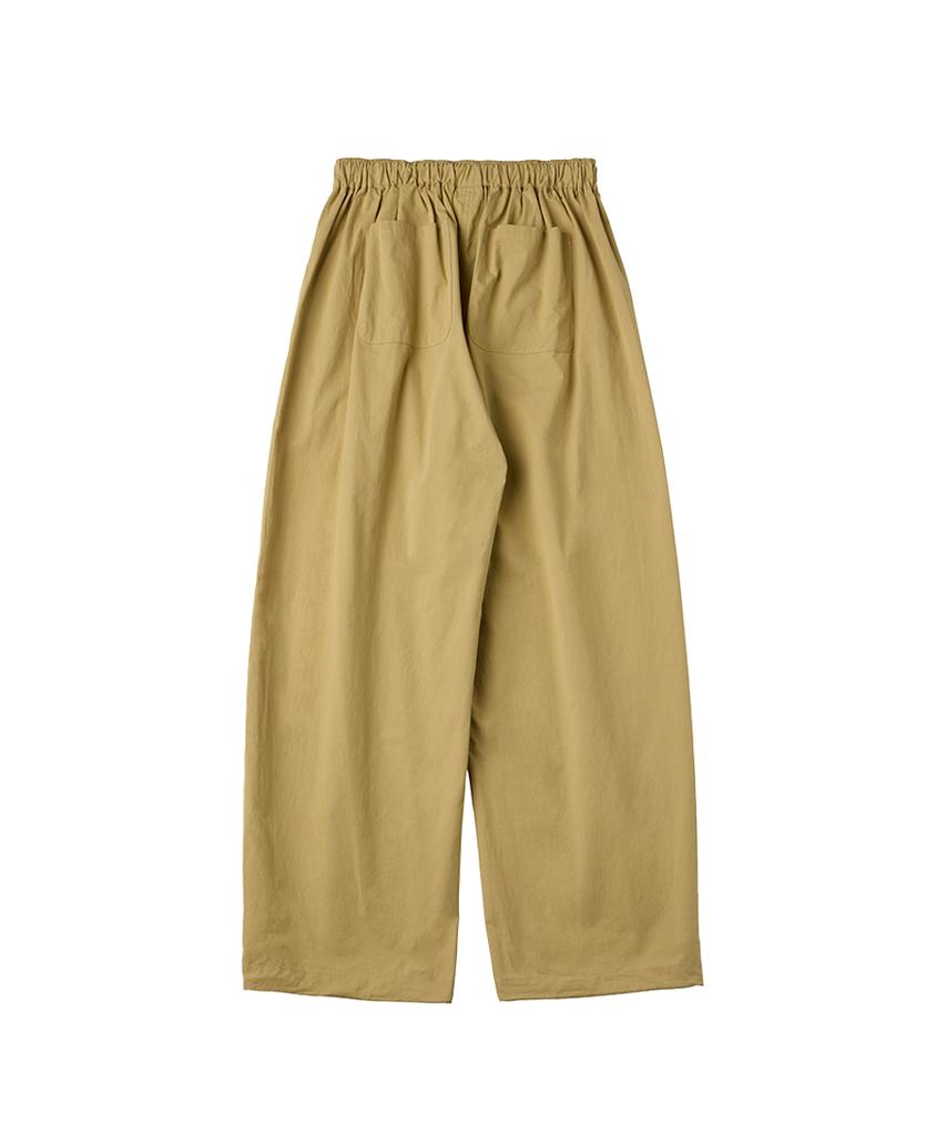 DANGLEDROP Dgdp Balloon Fit Curved Cotton Elastic Waist Pants_Beige