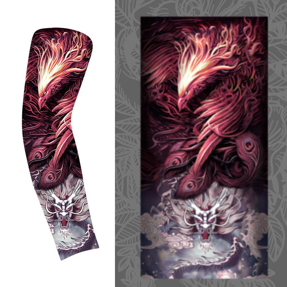 1PC Ultra-Thin Cooling Sve Covers Sun Protection Floral Arm Tattoo Design for Cycling And Summer Heat Relief Men's Arm Protector