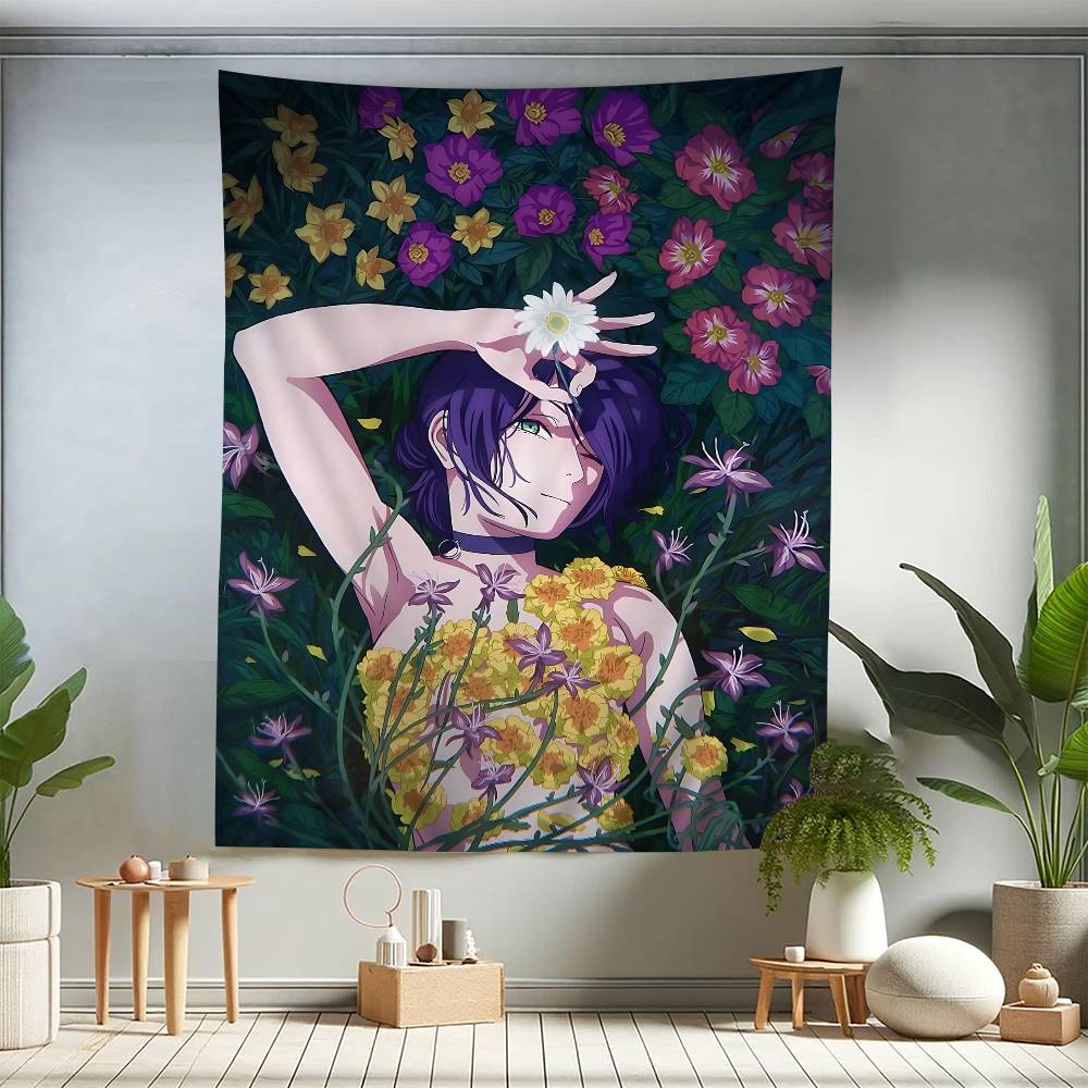 Anime CChainsaw Man RReze Printed Large Wall Tapestry Indian Buddha Wall Decoration Witchcraft Bohemian Hippie Decor Blanket