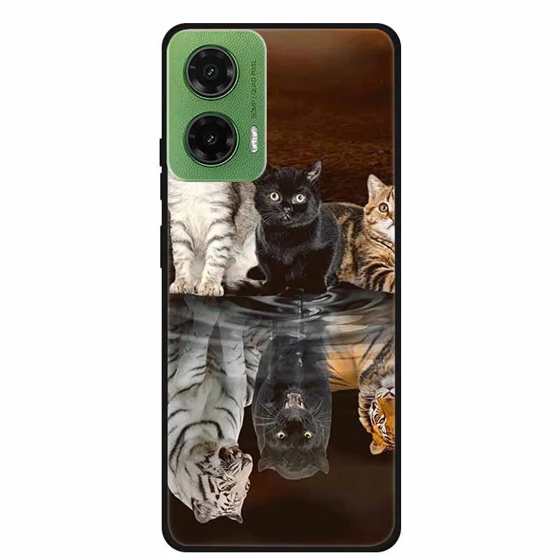 Silicone Painted Cover For Motorola Moto G35 G55 Case Luxury Animal TPU Silicone Soft Back Cover For G55 5G Black Bumper MotoG35