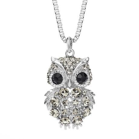 Rhinestone Owl Sweater Chain Long Necklace for Women Vintage Animal Pendant Jewelry