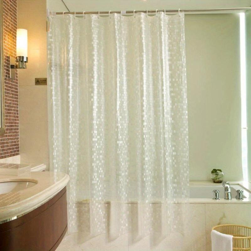 Waterproof Bathroom Shower Curtain Transparent Bathroom Curtain with Hooks Thickened Bathing Sheer Wide Bath Curtain