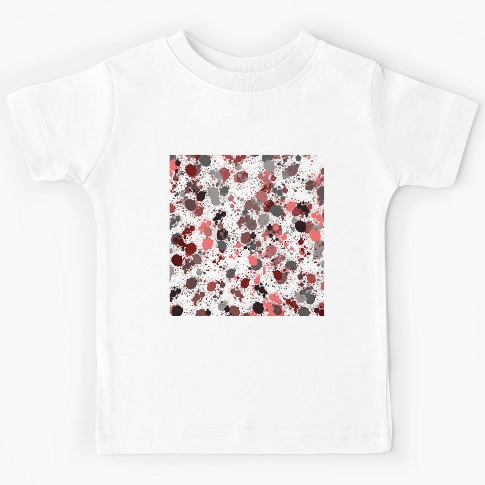 Abstract Red & Black Paint Splatter Pattern Kids T-Shirt 160