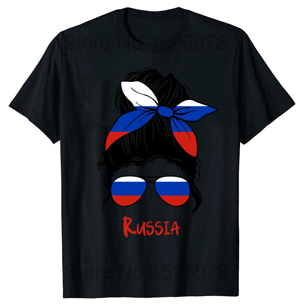 Funny Russia Russian Girl Woman Flag T Shirts Summer Style Graphic Cotton Streetwear Short Sleeve Birthday Gifts T-shirt