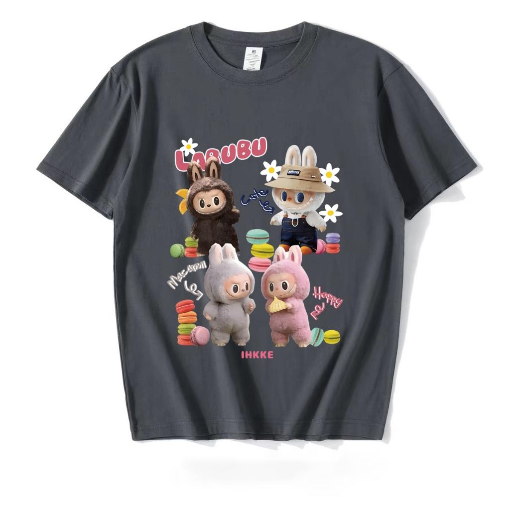 New Loose LABUBU Printing Women Tees Round Neck Short Sleeved T-shirt Fashion Causal Daily Tops