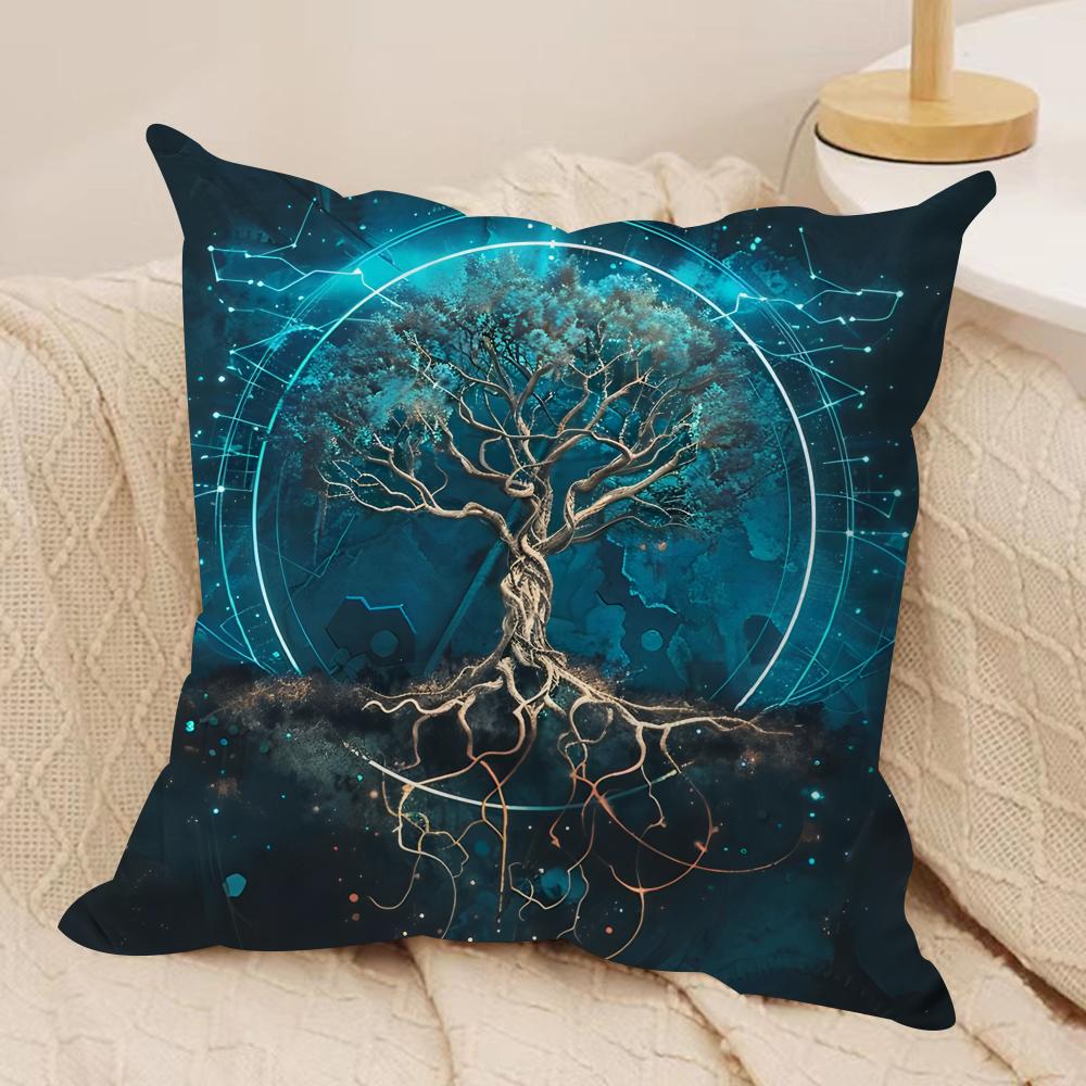Tree Of Life Abstract Cushion Cover Silky Short Plush Invisible Zipper Dustproof Sofa Pillow Case For Home Decor