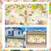 7x16ft Happy Easter Garage Door Cover Jesus Resurrection Backdrop Spring Easter Eggs Cross Garage Banner Photo Backdrop Easter Decor Church Easter