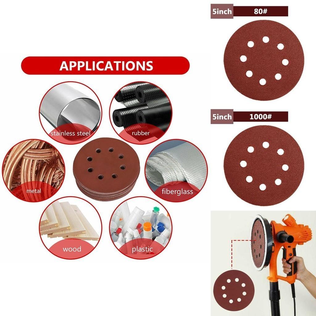 Premium Quality 5-inch 8-hole Sanding Discs With Superior Wear-resisting Alumina