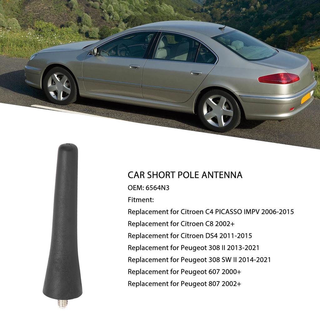 Car Short Pole Antenna 7.5cm Car Short Pole Antenna 6564N3 Oxidation Resistance Auto Aerial Replacement for  C4 C8 DS4