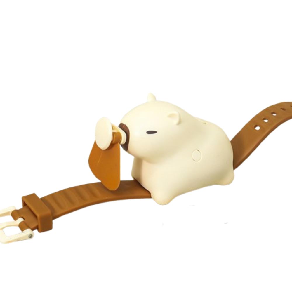 

USB Charging Portable Cute Watch Fan Summer Watch Small Fan Creative Capybara Electric Fan Student Style 1-Beige