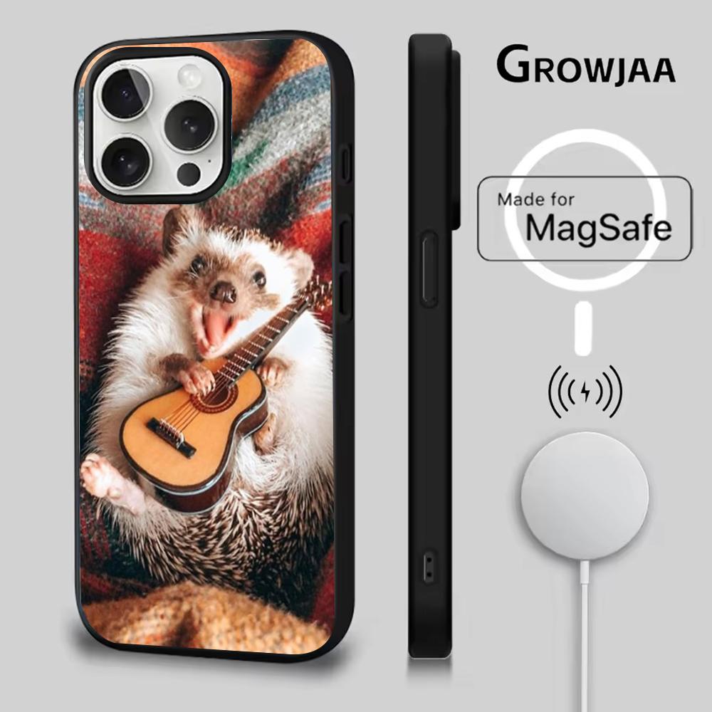 Hedgehog Animal Phone Case For iPhone 16e,16,15,14,13,12,11,Plus,Pro,Max,Mini Magsafe Magnetic Wireless Charging