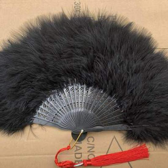 Ancient Style Qipao Feather Folding Fan for Dance and Photography