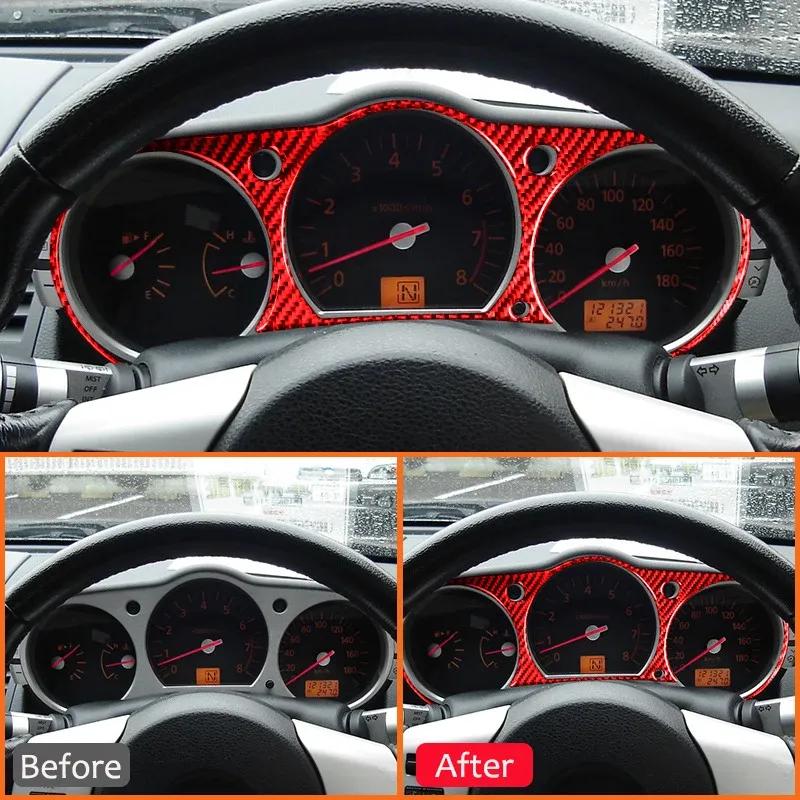 Carbon Fiber Car Dashboard Trument Panel Frame Cover Decoration Sticker For Nissan 350Z 2006-2009 Auto Interior Accessories